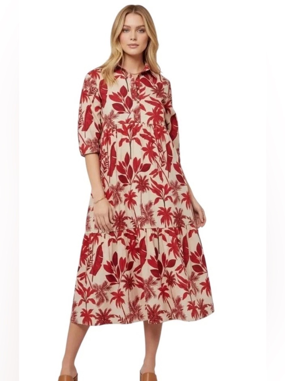 Anthropologie Maeve The Bettina Tiered Shirt Dress